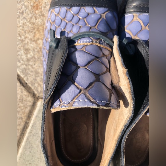 ❤️Freebird by Steven Mabel Croc Leather Blue Black Loafers Size 7 - Picture 8 of 11